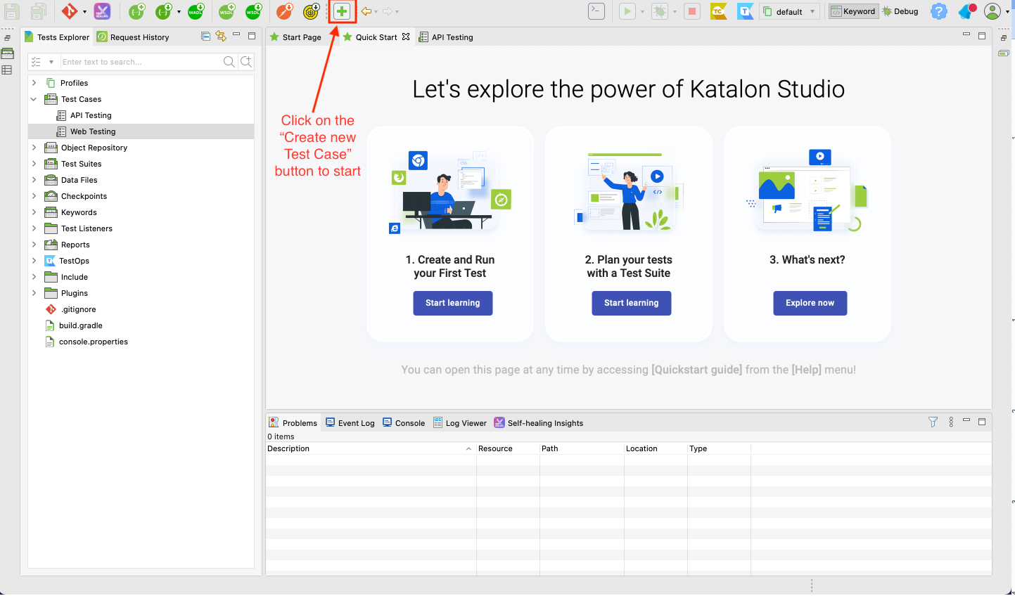 create a new test case in Katalon Studio for data-driven testing