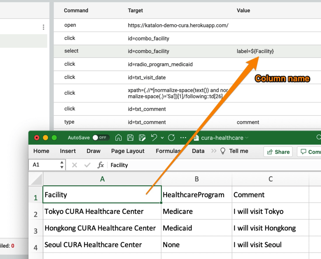 parameterize the value katalon recorder
