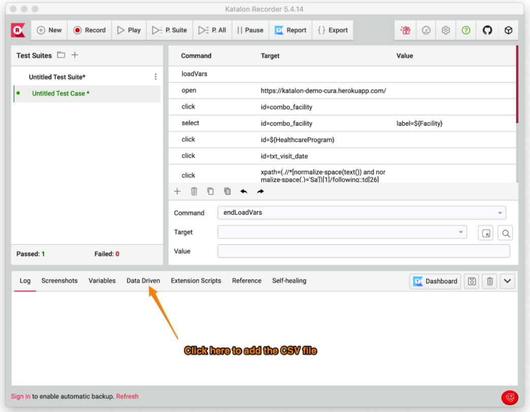 Katalon recorder data-driven 