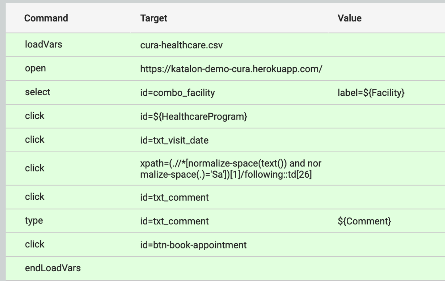 Katalon Recorder data driven execution
