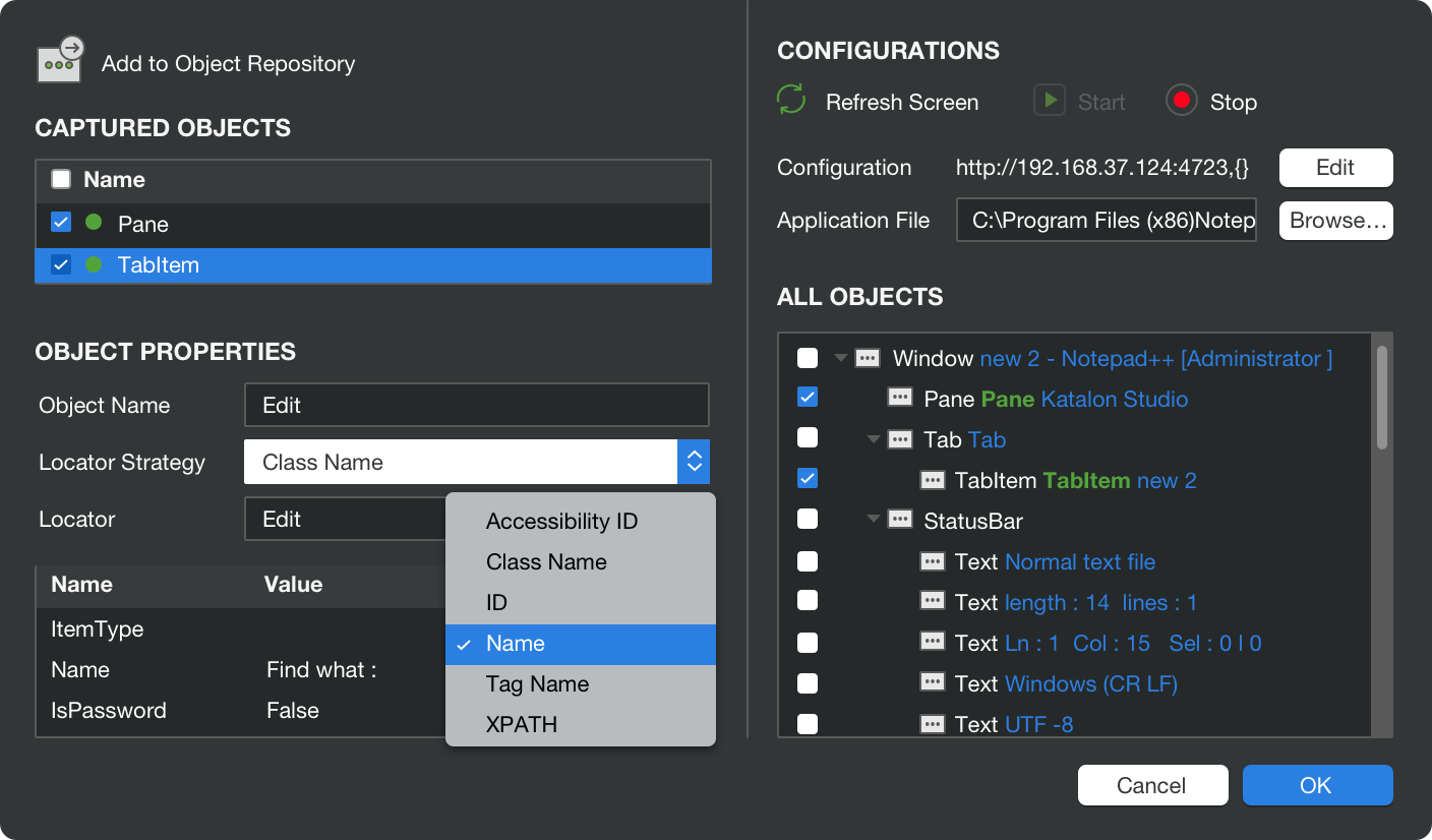 Katalon for Desktop Testing - Smart elements locating